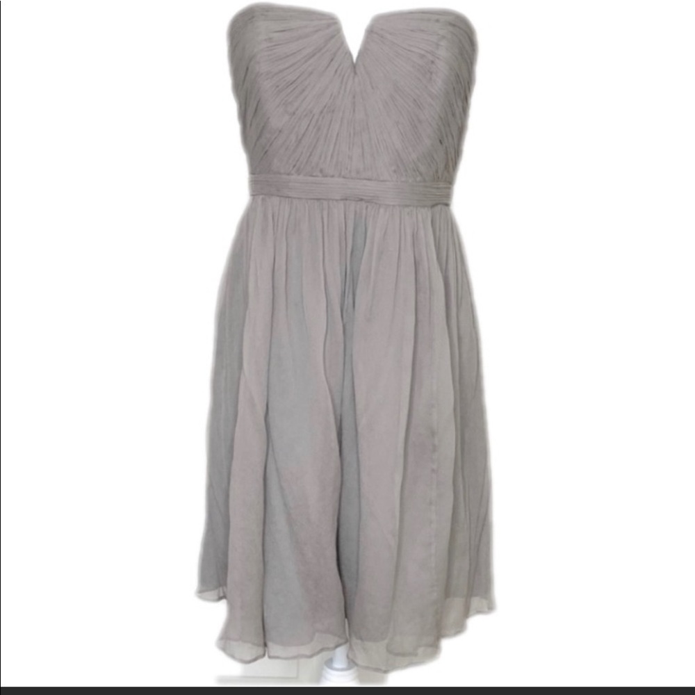 J.Crew Marbella Silk Chiffon Strapless gray/taupe Sz 12